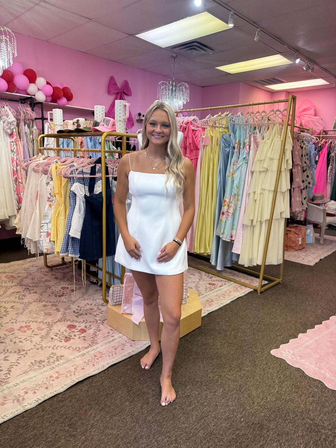 LENA White Bow-Back Mini Dress