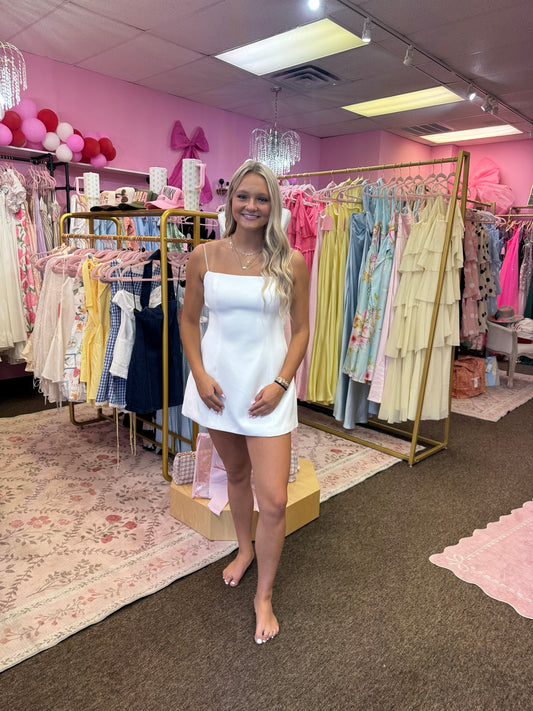 LENA White Bow-Back Mini Dress
