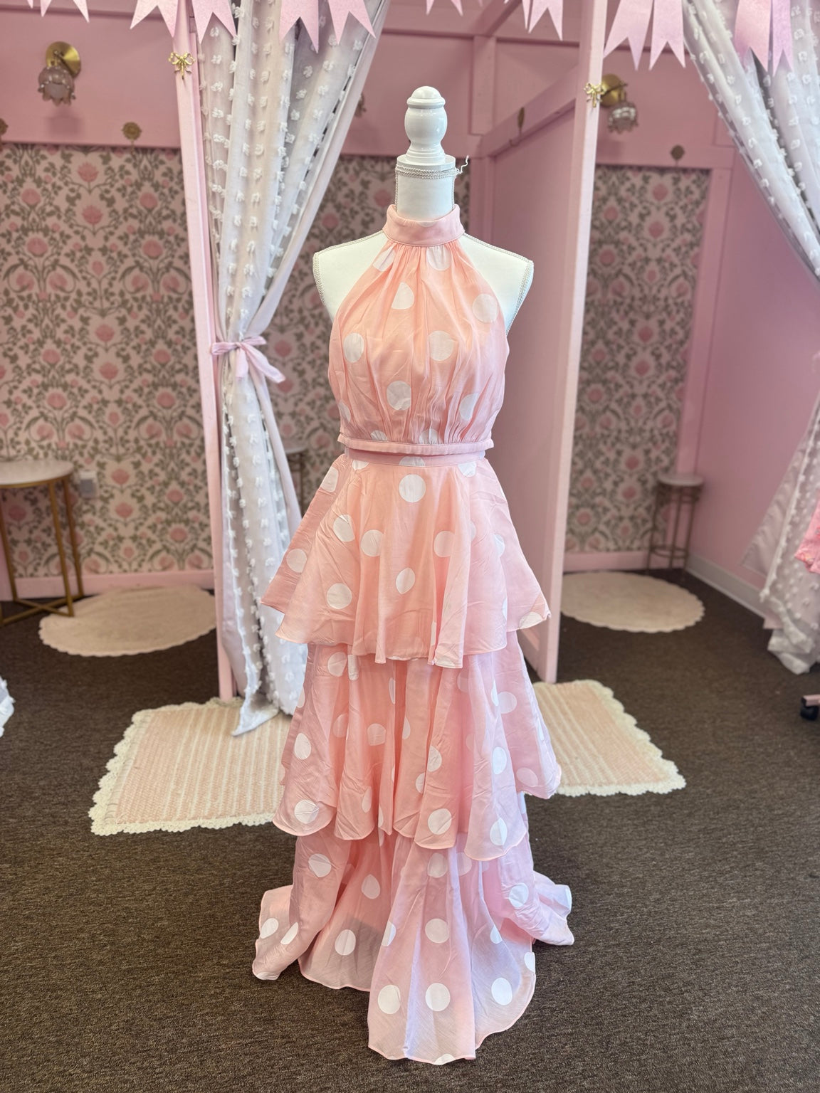 pink polka dot set front